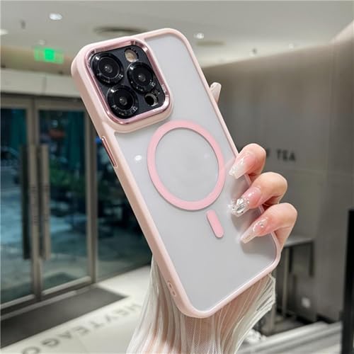 Coque magnétique pour iPhone 14 Plus antichoc et transparente rose