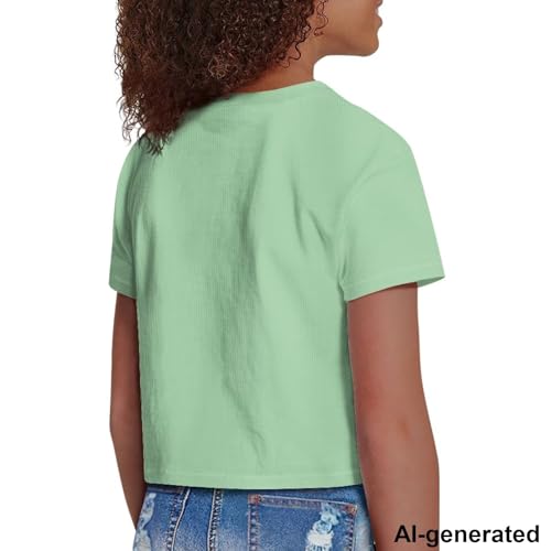 Image of Cute Crop Tops for Girls Short Sleeve Summer T Shirts Fashion Graphic Tees Crew Neck Pullover Tee 5-14 Years
