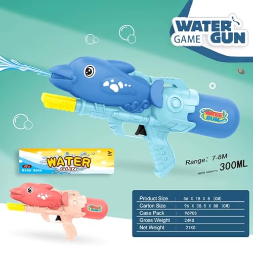 Image of Storio Cute Dolphin Shaped Holi Pichkari Water Gun Toy for Kids with 25Ft Range |High Pressure Mechanism Ideal Outdoor Toy for Pool & Beach Fun