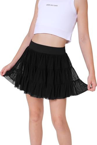 Girls Summer Ruffle Pleated Tennis Skirt Inner Shorts Flowy Cute