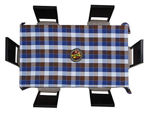 Image of AIRWILL Branded, 100% Cotton Yarn-Dyed Multicolor Checks with 6 /8 Seater Tablecloth, Sized 140cm Width and 180cm Length, Pack of 1 piece