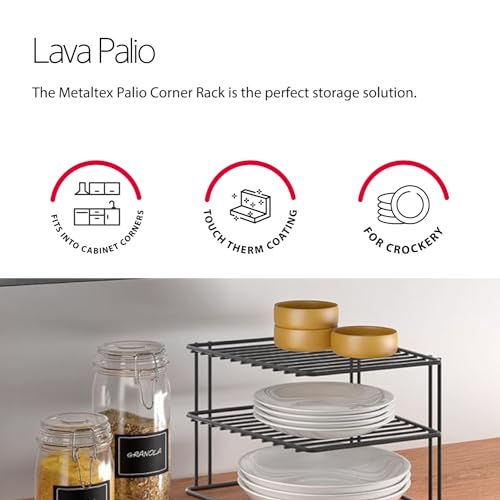 Metaltex Palio Lava Eckschrankeinsatz 2-Etg 25x25x19cm TouchTherm ,Schwarz,3 PIANI