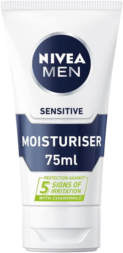 Sensitive Face Moisturiser (75ml), Hydrating Moisturiser with 0% Alcohol, Made for Sensitive Skin, Men's Skin Care Essentials