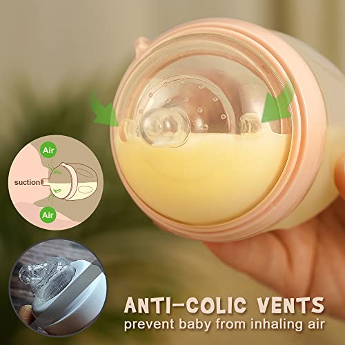Haakaa Gen.3 Silicone Baby Bottle Anti-Colic Baby Bottle With Slow Flow Nipple For Infant Newborn, 5.4Oz/160Ml, Peach #TOP3