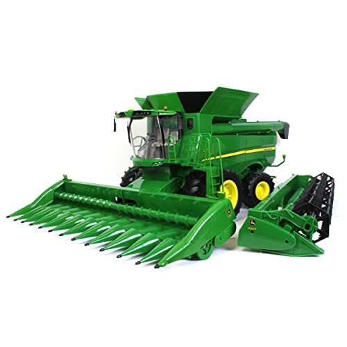 TOMY Big Farm John Deere S690 Combine - 1:16 Scale - Includes Corn and Draper Head Attachments - Farm Toys with Realistic Lights and Sounds - Ages 3 Years and Up