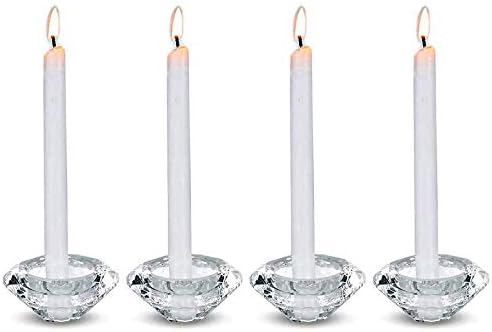 Nuptio Tea Light Holders Crystal - 4 Pcs Candlestick Holders Glass Candle Holder for Tealight Candles Romantic Candle Sticks Wedding Table Centrepieces Decor for Christmas Banquet