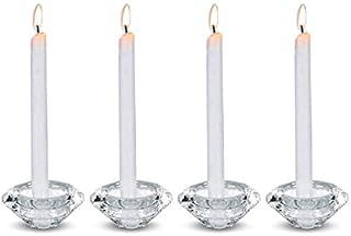 Nuptio Tea Light Holders Crystal - 4 Pcs Candlestick Holders Glass Candle Holder for Tealight Candles Romantic Candle Sticks Wedding Table Centrepieces Decor for Christmas Banquet