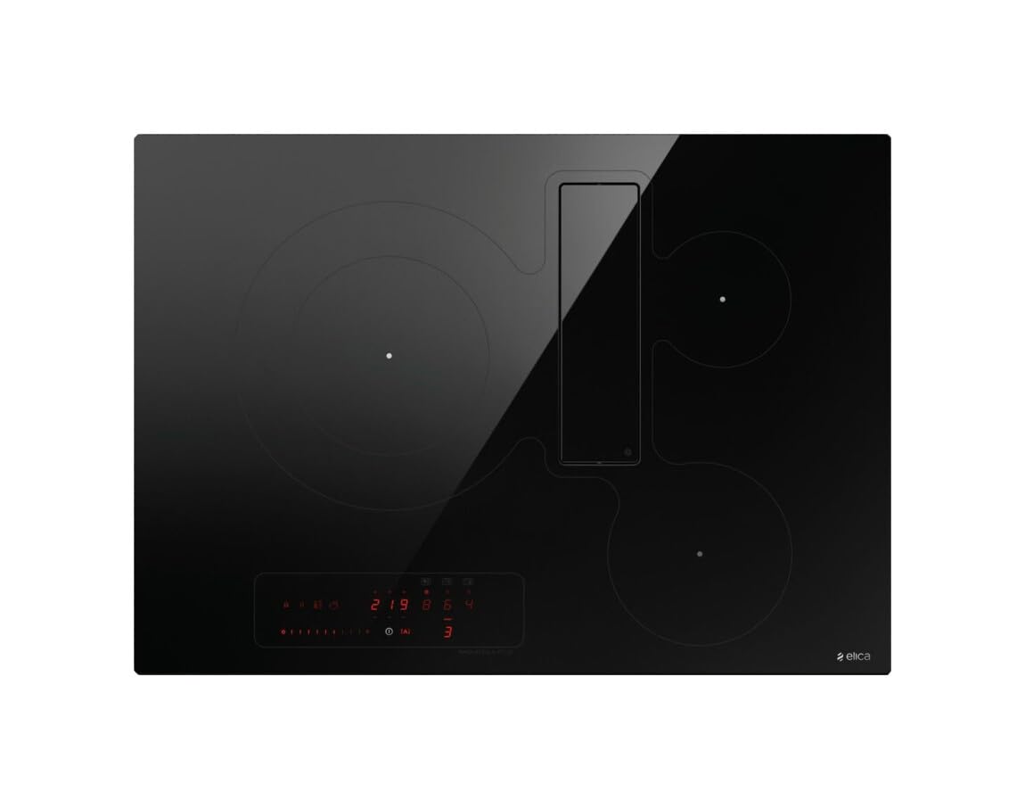 Elica PRF0184551, Piano cottura a induzione con cappa aspirante integrata NIKOLATESLA FIT 3Z BL/A/72, Black