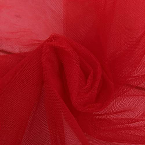 Image of Multi Purpose Solid Nylon Soft Net Combination Fabric - for Wedding, Parties, Costumes, and Decoration (16.4 x 4 Feet, Red)