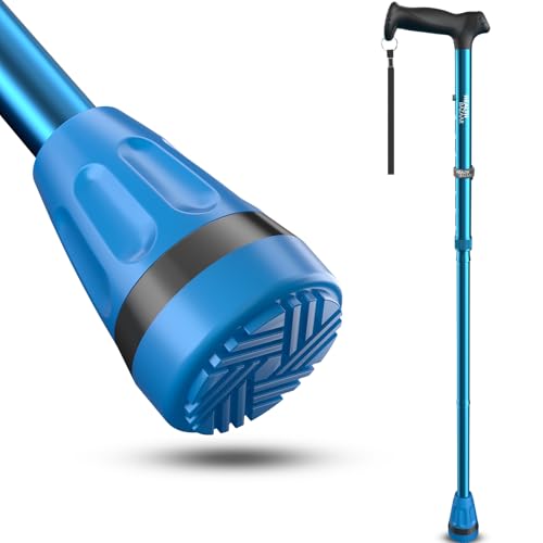 HEALTHBAZAAR 杖 男性用と女性用- 折りたたみ杖 - つえ 高齢者 の軽量 - 敬老の日・母の日・父の日プレゼント (ブルー)
