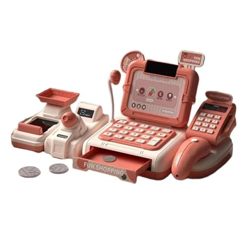 Fiyyugaスーパーマーケットのレジのおもちゃ、シミュレーション多機能自動販売機のレジ、子供のプレイハウスのおもちゃセット、誕生日、クリスマス、男の子、女の子、一般的なギフト (バッテリーバージョン,オレンジ色)