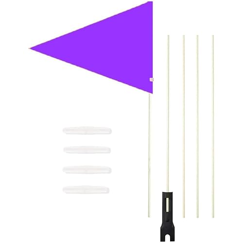 Bicycle Safety Flag with Pole ATV Flag Height Adjustable Bicycle Flag Waterproof Flag Golf Cart Accessory (Purple)