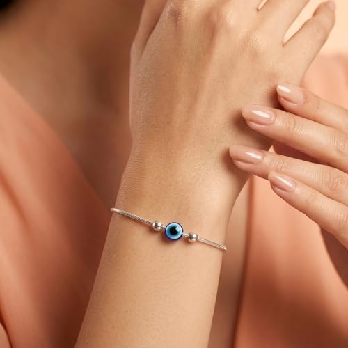 Image of Evil Eye Bracelet for Women | Pure 925 Sterling Silver Women Nazariya Bracelet | Stylish, Trendy, Adjustable & Comfortable for Everyday Wear | Gift for Girlfriend & Wife