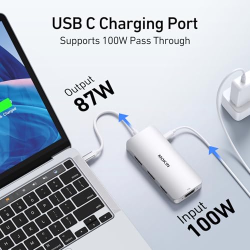 Image of USB C Docking Station Dual DisplayPort, 8 in 1 USB Hub with 2 DP, HDMI, VGA, USB C 2.0, A 2.0, PD Charging Port, Multi Monitor Adapter for Dell /HP Laptops, Silver