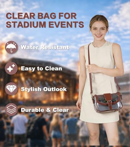Image of Clear Bag for Stadium Events, Stadium Approved Clear Crossbody Bag for women,Waterproof Saddle bag for Concert