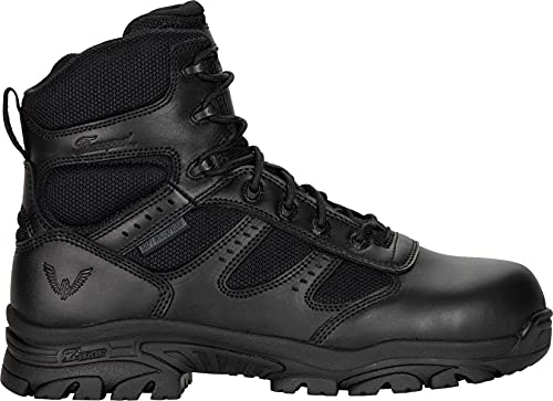 Thorogood Deuce 6” Waterproof Side-Zip Black Tactical Boots for Men and Women with Full-Grain Leather, Soft Toe, and Slip-Resistant Outsole; BBP & EH Rated2