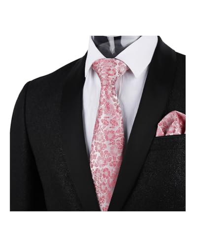 Image of Alizeal Mens 3.15'' Natural Flower Pattern Tie with Floral Pocket Square Set