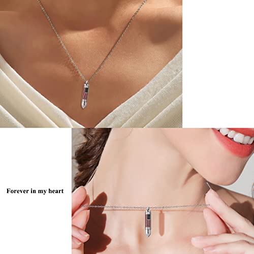 Urn Necklace For Ashes, Ash Necklace For Human Ashes, Cremation Jewelry Bullet Necklaces Ashes Keepsake American Flag Cremation Necklace Stainless Steel Memorial Pendant For Ashes For Men #TOP6