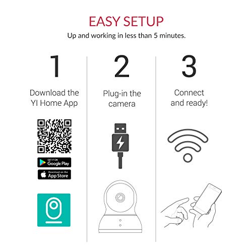 YI Indoor Wireless WiFi Security IP Camera, Smart Nanny Pet Dog Cat Cam with Night Vision, 2-Way Audio, Motion Detection, 360-degree, 1080p, Phone App, Works with Alexa and Google(White) - Thumbnail 4