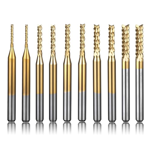 VOBOR 10 Stücke Schaftfräser 1,0-3,0mm, Titan Beschichtete...