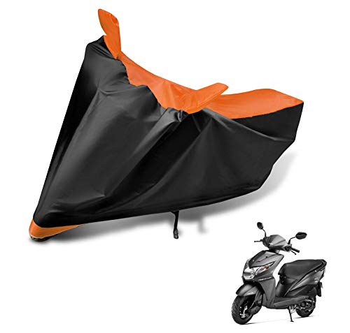 Image of Auto Hub Scooty Cover Compatible with Dio with Mirror Pocket, Dustproof, Heat Resistant, Triple Stitched, Dio Scooty Cover- Black, Orange