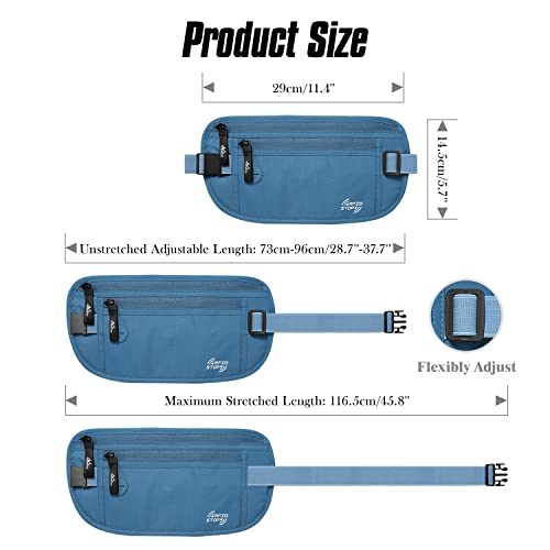 Image of MoKo Travel Money Belt with RFID Blocking, 3 Pockets, Blue