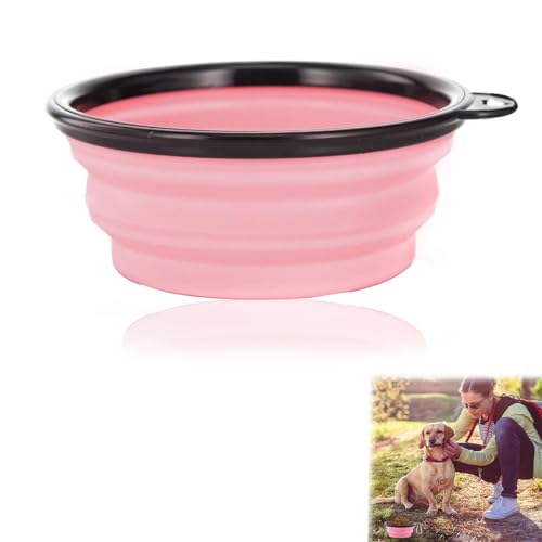 cuencos plegables para perros y gatos cuenco para mascotas de silicona cuenco portátil con tapas y mosquetón de viaje y alpinismo (1000 ml azul y verde)