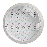 LUPIN Lot de 4 boutons de meuble blancs à motif Memphis colorés