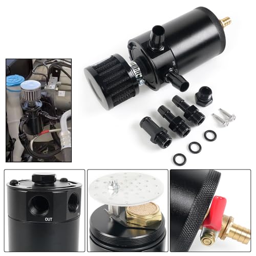 image for BARTOO Universal Oil Catch Can Tank 2 Port Oil Catch Can Billet alumin