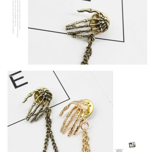Image of Vintage Skeleton Hand Brooch Pin for Women Men,Halloween Skull Hand Brooch Pin Cosplay Halloween Costume Accessories