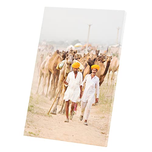 Affiche poster convoi chameaux Inde pour salon évasion au désert 60x90