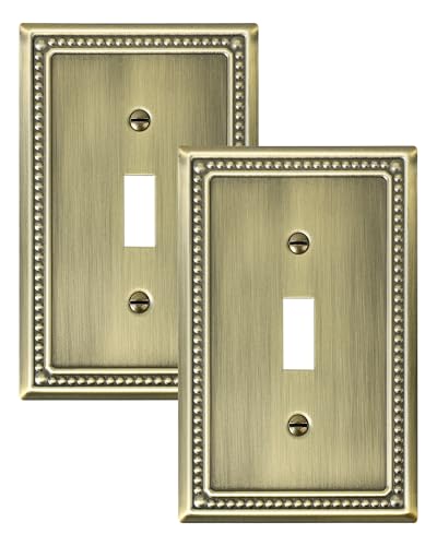TREEWELL 2-Pack Single Toggle Light Switch Cover Plate, Antique Brass