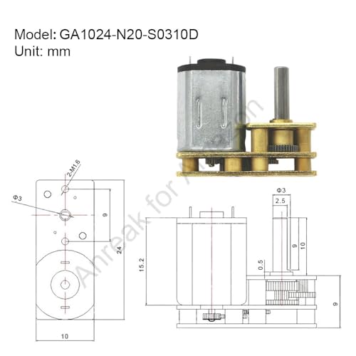 Image of 2Pcs DC 12V 300RPM, 6V 150RPM, 3V 75RPM, M3 x 10mm Shaft N20 Flip Low RPM Full Gear Motor, High Speed DC Motor for Robotics (12-300)