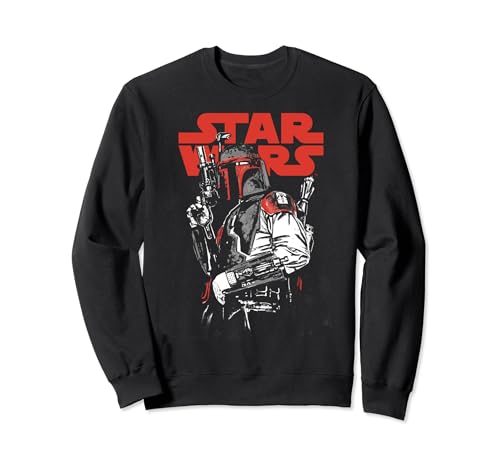 Sweat-shirt Star Wars Boba Fett haut de gamme avec impression portrait et logo officiel