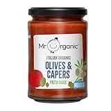 Mr Organic - No Added Sugar Olives & Capers Pasta Sauce 350g - Non-GMO - No Artificial Preservatives or Colours - Rich & Delicious Flavour