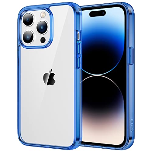 Image of JETech Cover Case for iPhone 14 Pro Max 6.7-Inch, Non-Yellowing Shockproof Phone Bumper Cover, Anti-Scratch Clear Back (Blue)