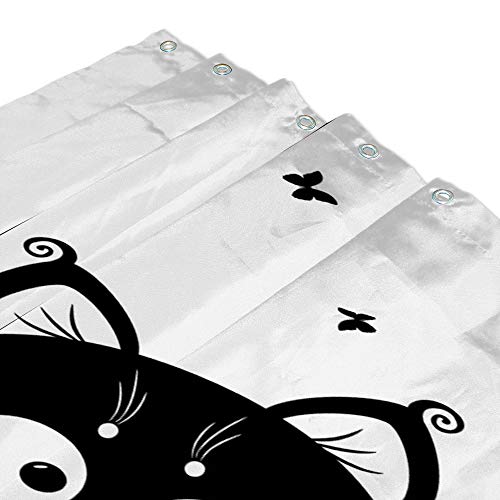 Rideau de douche imperméable anti-moisissure lavable motif chat 60x72