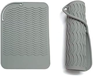 Silicone Heat Resistant Mat for Hair Straightener, Flat Iron, Curling Iron, Portable Travel Anti-Scald Mat Pad for Hair Curling Wand, Hair Crimping Waving Iron and Salon Hot Hair Styling Tools Grey