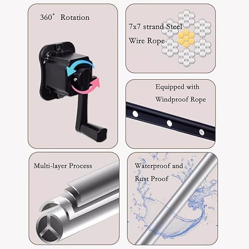 Clothes Drying Rack Hand Operated Lifting Clothes Hanger Indoor Balcony Automatic Household Manual Top Mounted Clothes Hanger Laundry Drying Rack