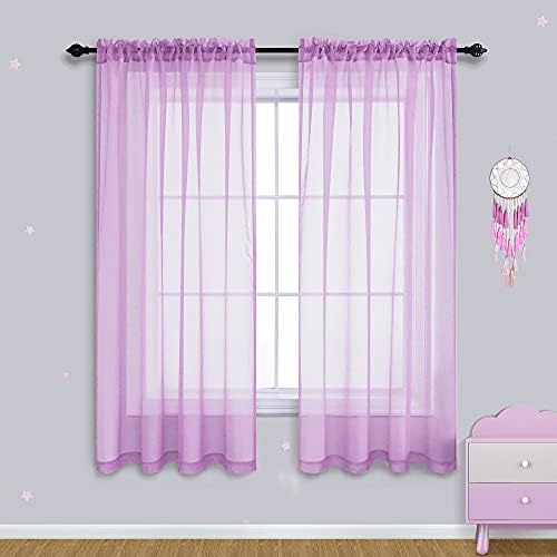 Pitalk White Sheer Curtains 90 Inches Long for Living Room 2 Panels Set Rod Pocket Transparent Window Curtain Panels for Bedroom 52x90 Inch Length