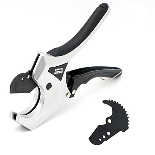 Delixi Pvc Pipe Cutter 42Mm With Extra Blade,1-5/8", Pvc Cutter Ratchet-Type Pipe Cutter,Plastic Pipe Cutter, Pex Ppr,Hoses And Plumbing Pipes With Hex Hole #TOP13