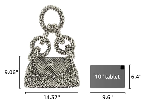 Image of Miuco Pearl Big Ring Top Handle Bag Evening Wedding purse Handmade Beaded Handbag