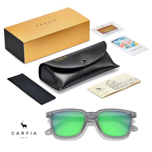 Image of CARFIA Retro Acetate Polarized Sunglasses for Men UV400 Protection Driving Outdoor Anti-Glare Sun Glasses CA5354WS