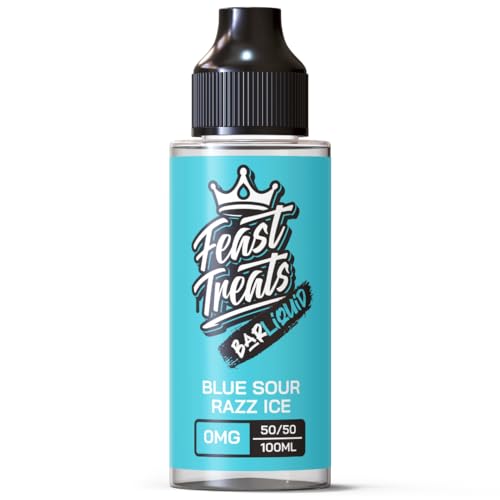 100ml Blue Sour Raspberry E Liquid 50/50 Vape E Liquid Ecig Juice Cigarette Liquid MTL Juice Vape Liquid Flavoured E Juice E Cigarette E-Liquid Nicotine Free Short Fill (Feast Treats Bar Juice)