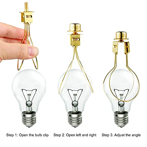 Image of Honoson 2 Pcs Bulb Lamp Shade Light Bulb Clip Adapter Includes Finial and Lampshade Levellers for Replacement (Golden and Silver)