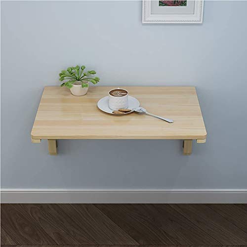 Bureau suspendu rabattable bois petite table murale pliable 80cm