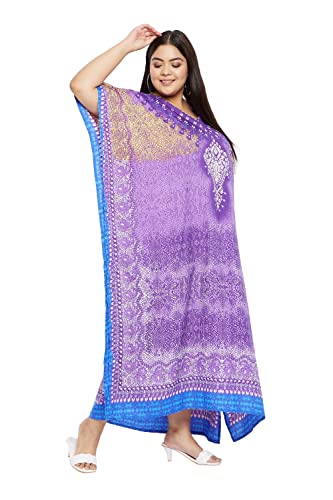Image of Oussum Women Plus Size Kaftan Kimono Loose Maxi summer dresses for women Beach 3 /4 Sleeve Casual lounge dress Boho