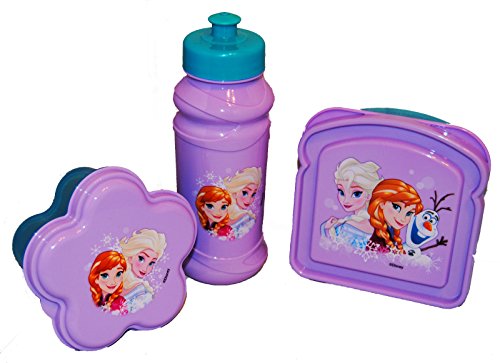 Disney Frozen Flower-shaped Snack Container, Sandwich container, and Water Bottle