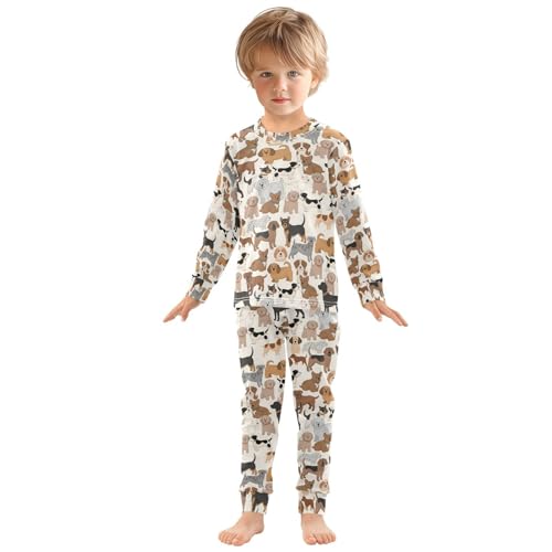 ALAZA Lovely Dog Puppy Cartoon Pajamas Long Sleeve Sleepwear 2-Piece Pajama Set3