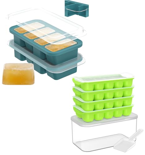 Molde para cubitos de hielo con tapa y contenedor miniatura 1